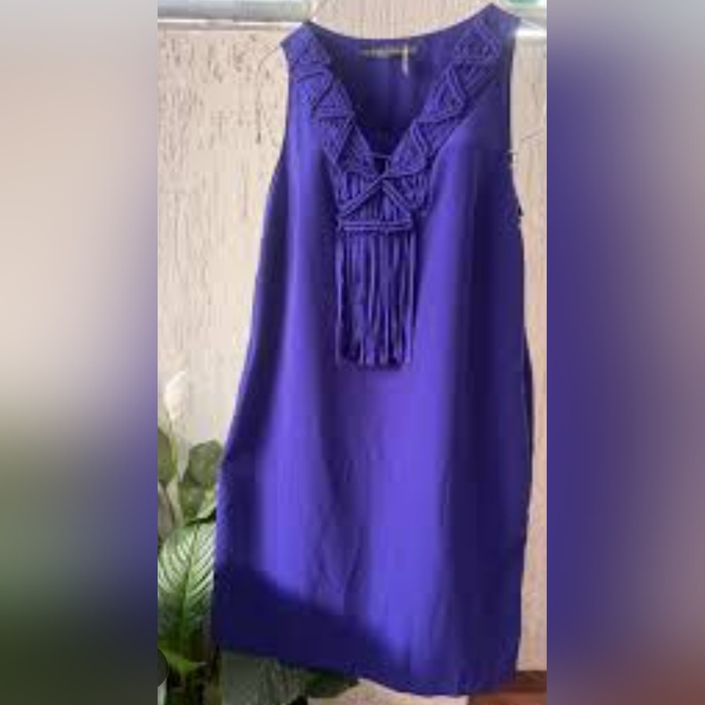 Zara Basic Sleeveless Shift Dress in Deep Purple Sz Large